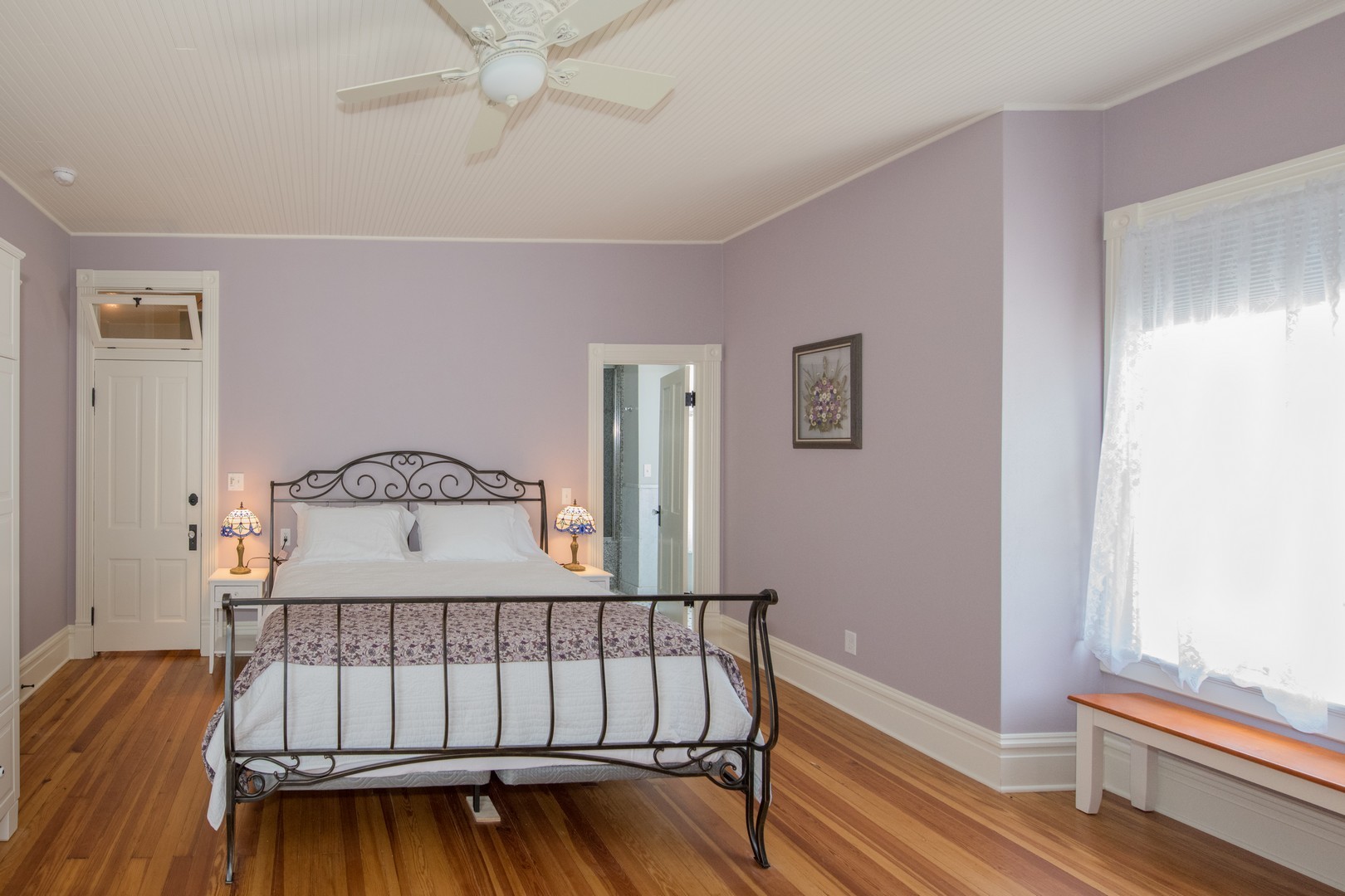 The Lilac guest room with a king bed.