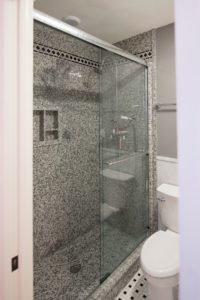 The shower in the Rose room bathroom.